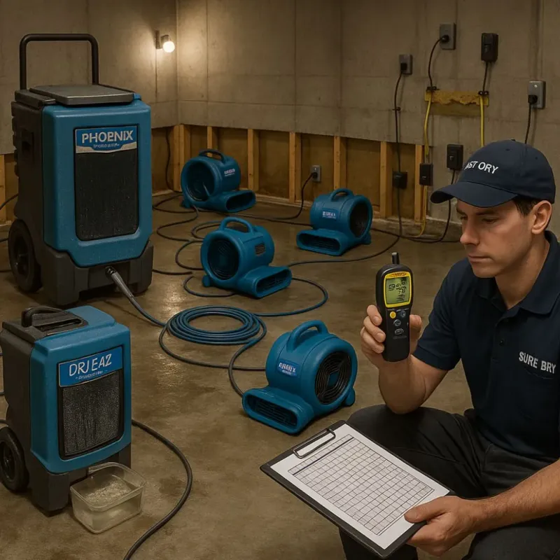Structural Drying and Dehumidification process in Harper Woods, MI